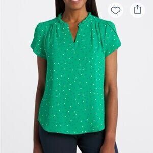 41 Hawthorn Tiffiny Blouse Women Romantic Preppy Career Polka Dot Green Size 3X